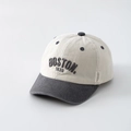 Katoenen honkbalpet voor kinderen met contrastrijk ontwerp en BOSTON-borduurwerk - 48cm (6 Maanden-2 Jaar) / Grijs