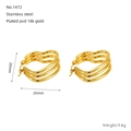 Vista dettagliata di orecchini a cuore a tre strati in acciaio placcato oro 18k da 26mm - Stile Cuore a Tre Strati (ZE1472G)