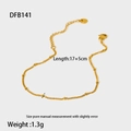 Detailed view of 18K gold plated beaded chain with length 17+5cm and weight 1.3g - DFB141-Beaded Chain
