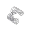Detailed close-up of a silver irregular multi-layer woven fluid line ring design - Multi-layer Complex Wire Wrapped Style (VJ565 Platinum)