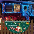 Bandiera a ventaglio natalizia con pupazzo di neve su staccionata con luci festive - Babbo Natale e Albero di Natale