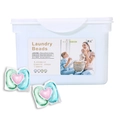 Heart-shaped 3-in-1 laundry detergent pods in a white frosted storage box with lid - 3-in-1 Smurf Style 30 Capsules Boxed