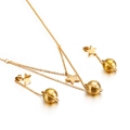Golden double-layer star and planet necklace with matching earrings jewelry set - Gold (KS119568-KFC)
