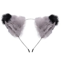 Détail d'oreilles de chat en fausse fourrure grise et noire sur un serre-tête fin - Mélange Gris Noir (Sans Noeud)