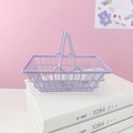 Mini lavender iron mesh storage basket with dual handles for desktop coffee capsule organization - Small Purple Basket 15*10.5*6cm