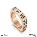 Bague en acier inoxydable or rose avec chiffres romains noirs sur dessus plat - Or Rose (KR104354-K)