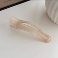 Elegante pinza para el cabello color albaricoque mate con diseño hueco - Pinza de Pato - Rosa Champaña