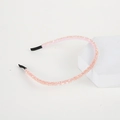 Elegant double-row beaded headband featuring champagne pink crystal beads and soft fabric cover - Double Row Crystal Pink