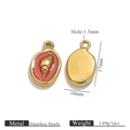 Gouden roestvrijstalen schelphanger met rood emaille voor DIY-sieraden maken - Roze