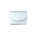 Minimalist silver metallic foldable wallet with sleek curved flap and fine stitching - Silver