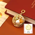 Vintage Aries zodiac pendant with pearl and gemstones on a classic retro background - Aries Style