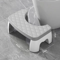Sgabello per WC in plastica bianca e grigia con superficie antiscivolo 42x25x17cm - Texture Similpelle Grigio