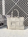Bolso tote de cuero blanco tejido a mano, estilo minimalista con gran capacidad - Blanco