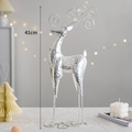 Sparkling silver Christmas reindeer figurine tabletop decoration with 41cm height detail - Small Silver Standing Long-legged Reindeer (41cm)
