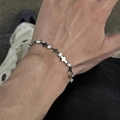 Pulsera de cruz plateada con circonitas en acero inoxidable ajustable para hombre - Color Acero (17+4CM)
