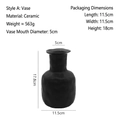 Matte black ceramic vase style A with irregular texture and high-end Nordic aesthetic - Matte Black - Style A