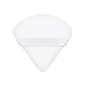 Close-up of a soft white triangular flocked makeup puff for setting powder - 1 Piece / White