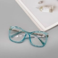 Occhiali anti-luce blu in TR90 con montatura blu traslucida ondulata e stanghette dorate - Blu Trasparente