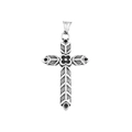 Colgante de cruz de acero inoxidable plateado vintage con motivo de flores - Colgante Color Plata