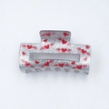Zilveren glitter haarklem met rood gevleugeld hartpatroon en romantische hartvormen - Zilveren Glitter Rood Vliegend Hart / 8.4cm