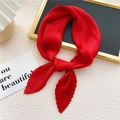 Elegant solid red pleated silk scarf with fine texture and silky luster for women - Red
