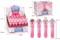 Pink 24-piece mini bubble wand set with fairy castle design and 14cm plastic sticks - Fairy Stick Bubble Wand (Box of 24)