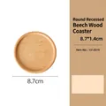 Natural beech wood round coaster with concave surface and smooth wood grain finish - Beech Wood / 8.7cm Round Coaster (No Logo)