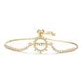 Gold adjustable copper bracelet featuring a sparkling zircon mom sunflower centerpiece - Gold MOM Sunflower