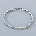 Minimalist silver wheat chain stainless steel bracelet for men with lobster clasp - Steel Color (KB203615-ZCG)
