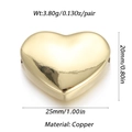 Detail view of a 25mm gold heart pendant with dimensions and weight specifications - Ysn025-07 / 18K Gold