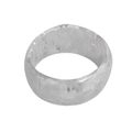 Modern resin ring with grey and white marble pattern in a wide band design - Inner Diameter 67.2mm / Weight 67g / Textured White
