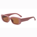 Retro rectangular sunglasses with matte pink frame and dark brown lenses - C18 Lavender Purple Frame Brown