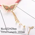 Golden mask charm with pearls and long tassels for DIY phone case accessories - D320 Mask Pendant