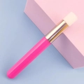 Pink lash cleansing brush with white silicone head and silver tube for nasal pore care - Solid Rose Red + Gold Ferrule