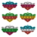 Rainbow heart-shaped fidget toy keychains in six assorted vibrant color patterns - Heart Wings Pop 5.5*5.3cm