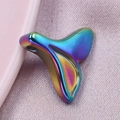 Rainbow plated stainless steel fish tail pendant with iridescent metallic finish - AB Color