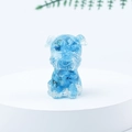 Miniature blue crystal resin Schnauzer figurine on a white round display pedestal - 16 Blue Turquoise