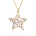 Collar con colgante de estrella dorada y circonitas micro-pavé sobre un fondo blanco - Estilo Estrella Hueca Rhinestone (F083)
