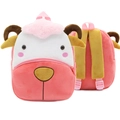 Cute pink and white plush animal cartoon backpack with soft adjustable straps for kids - Animal Sheep