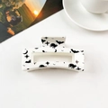 Square white claw clip featuring black cat and moon patterns on a desk background - 8.5cm Square - Creamy White Evil Spirit
