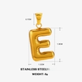 Gold stainless steel letter E pendant charm with chubby design and 1.8cm height dimension - Letter E - Gold