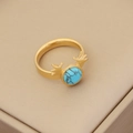 Golden antler necklace and turquoise ring set made of premium stainless steel - Ring