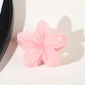 Detailed view of pink flower hair claw clip with transparent gradient resin finish - Jelly Girly Pink