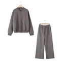 Completo due pezzi grigio scuro con giacca bomber e pantaloni larghi da donna - Taglia S / Top E Pantaloni / Grigio