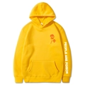 Yellow hoodie featuring a red rose graphic and People Are Poison text on the sleeve - Yellow 344