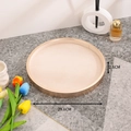 Round champagne gold jewelry tray with beige interior, 29.6cm diameter organizer - Round Empty Tray-Beige