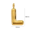 Balloon style golden letter L pendant charm in 14K gold plated stainless steel, size 18x12mm - Letter L