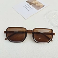 Retro small rectangle sunglasses with translucent brown amber frames and dark lenses - Transparent Tea