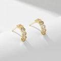 Minimalist S925 silver hexagonal zircon stud earrings with premium gold finish - 925 Silver / Yellow