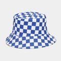 Blue and white checkered reversible bucket hat for outdoor sun protection and street style - One Size / Blue